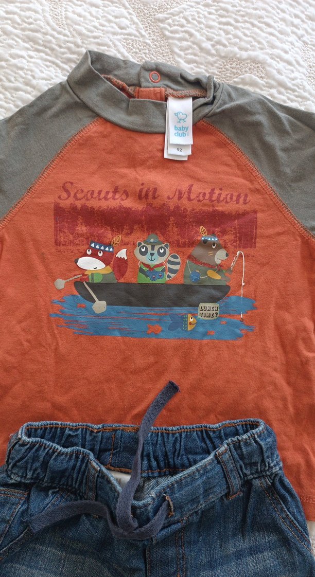 Baskılı Kahverengi sweatshirt ve Kot Pantolon Seti - Görsel 5