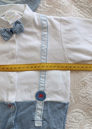 Düğmeli Beyaz Nakışlı Bebek Tulum - Görsel 6