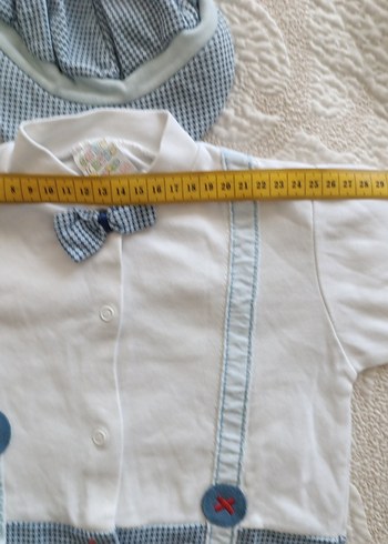 Düğmeli Beyaz Nakışlı Bebek Tulum - Görsel 8