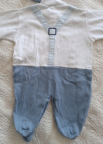 Düğmeli Beyaz Nakışlı Bebek Tulum - Görsel 5