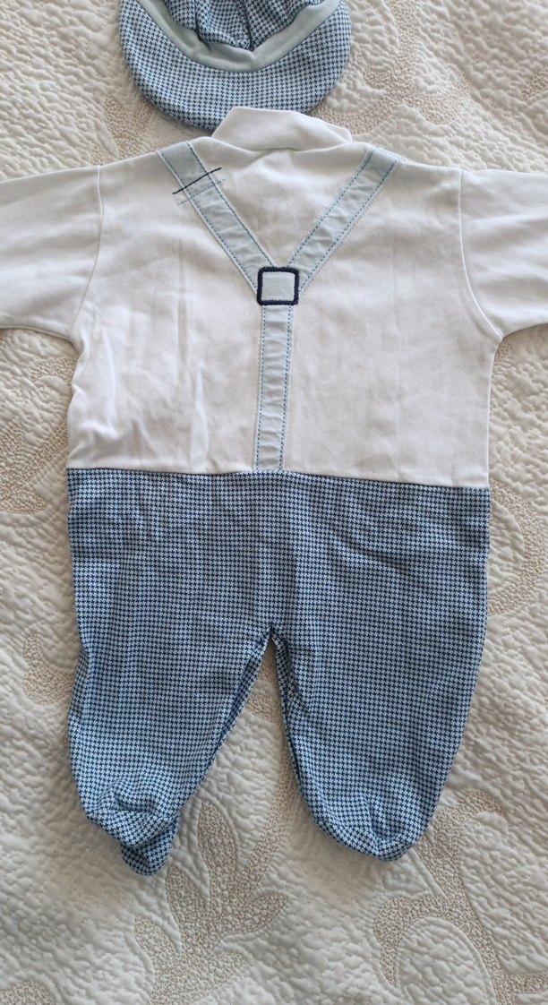 Düğmeli Beyaz Nakışlı Bebek Tulum - Görsel 5