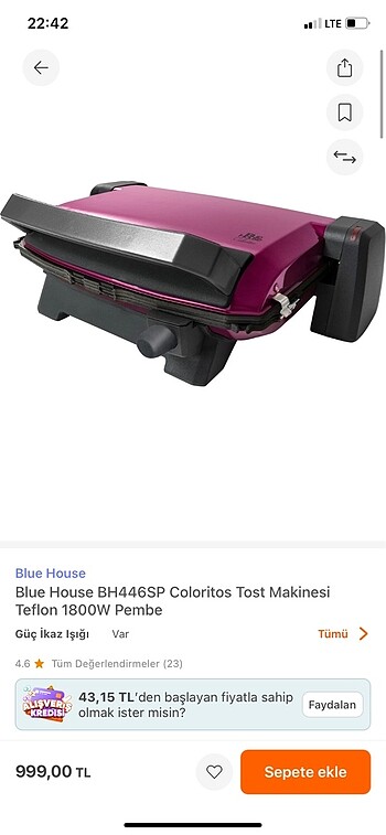 Blue House tost makinesi