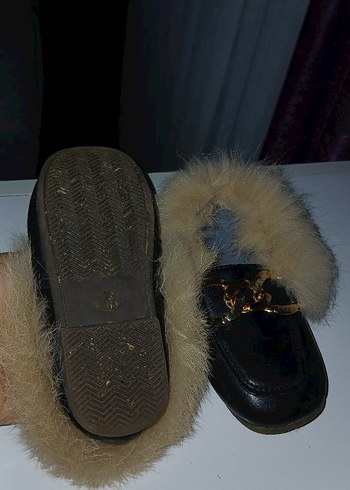 Kızlar için Kürklü Kahverengi Deri ayakkabı - Görsel 3