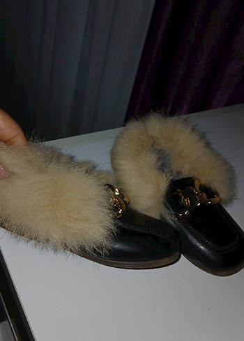 Kızlar için Kürklü Kahverengi Deri ayakkabı - Görsel 2