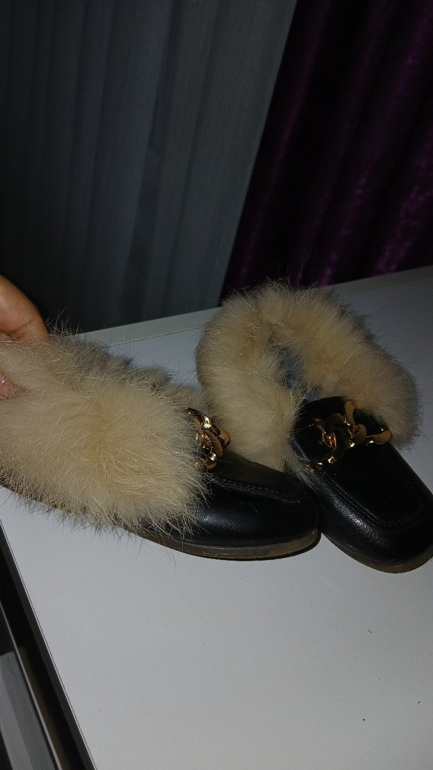 Kızlar için Kürklü Kahverengi Deri ayakkabı - Görsel 2