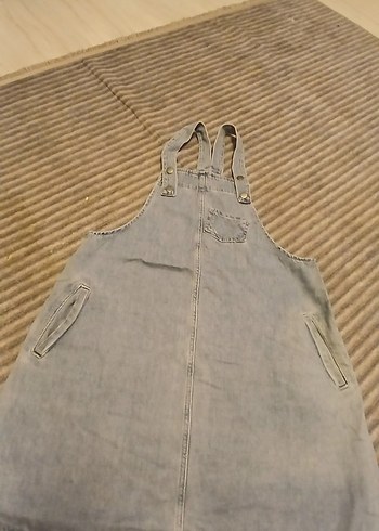 Kızlar için bej kot salopet - Görsel 2