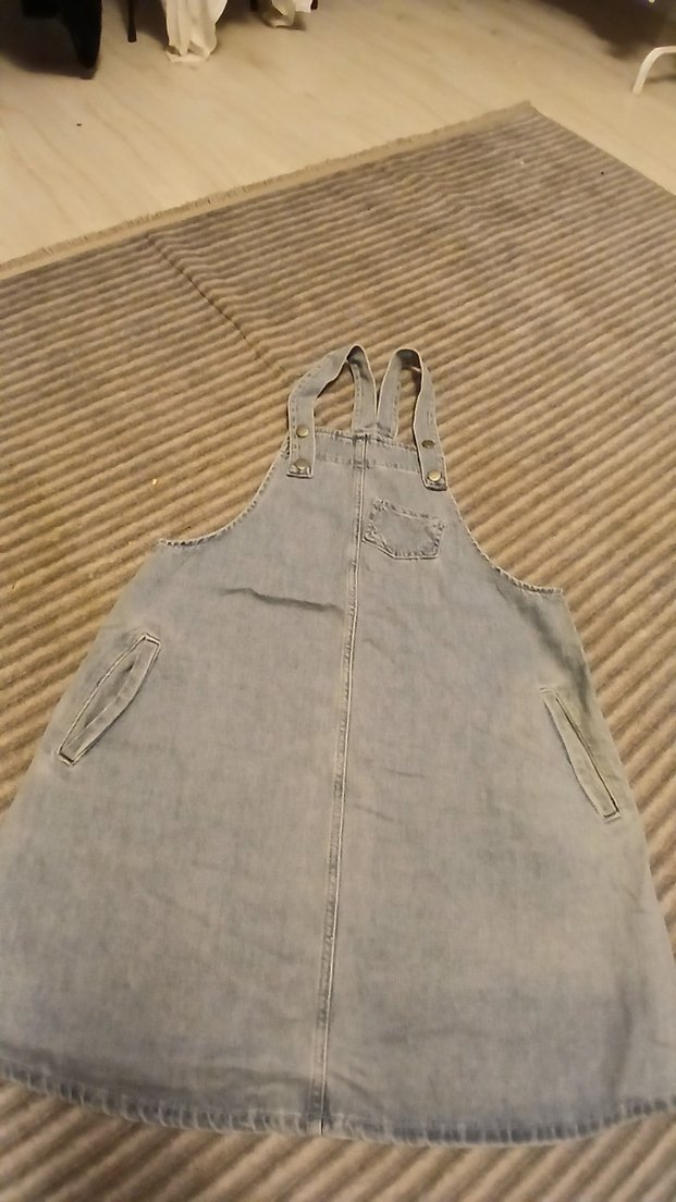 Kızlar için bej kot salopet - Görsel 2