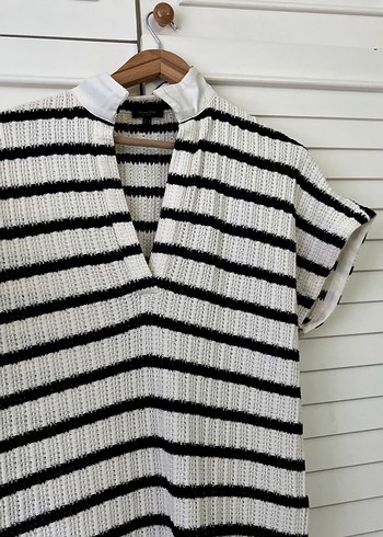 Çizgili Örgü Midi Elbise - Görsel 4