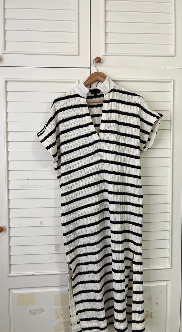 Çizgili Örgü Midi Elbise - Görsel 5