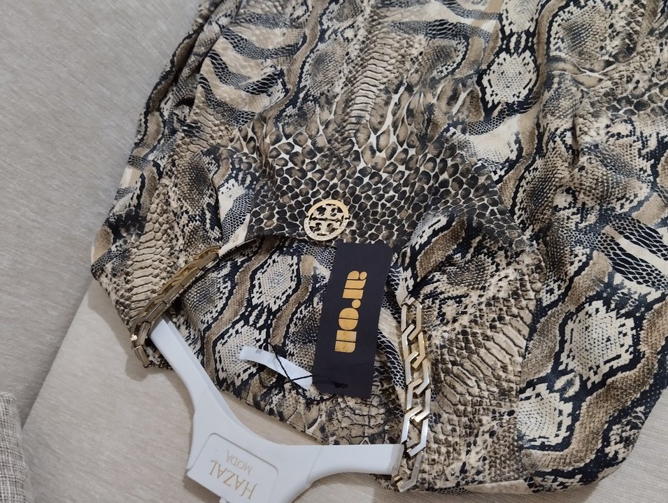 Yılan Desenli Gri kadın elbise - Görsel 2