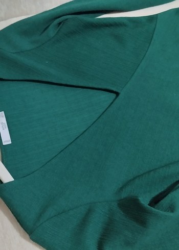 Yeşil V Yakalı Midi Triko Elbise - Görsel 2