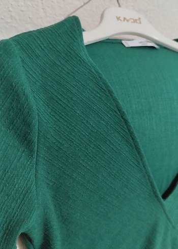 Yeşil V Yakalı Midi Triko Elbise - Görsel 4