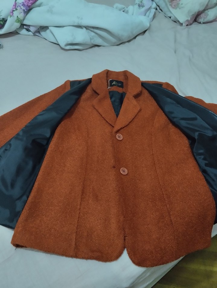 Düğmeli Kahverengi Deri Kadın Kaban - Görsel 4