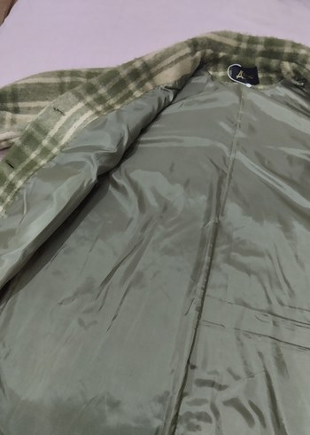 Düğmeli Yeşil Ekose Kadın Kaban - Görsel 4