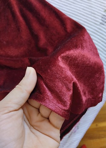 Bordo V Yakalı Uzun Kollu Kadın Elbise - Görsel 4