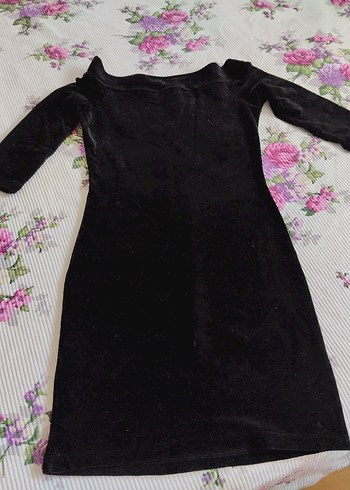 Siyah Drapeli Uzun Kollu Midi Elbise - Görsel 2