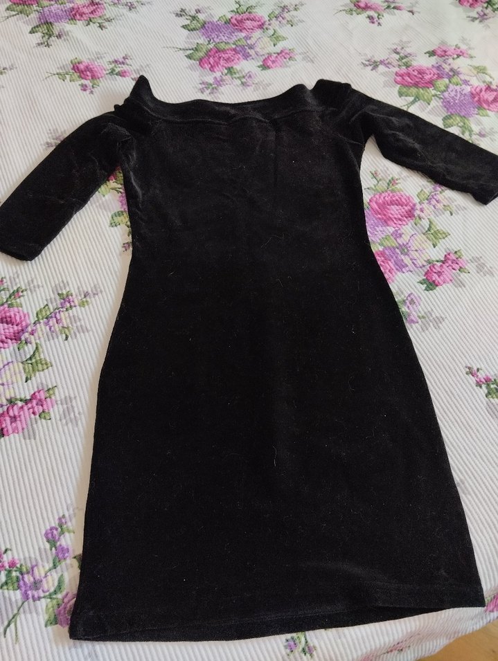 Siyah Drapeli Uzun Kollu Midi Elbise - Görsel 2