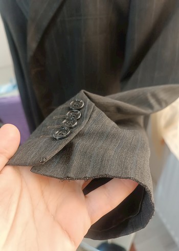 50 Beden gri Renk Gri Düğmeli Erkek Ceket