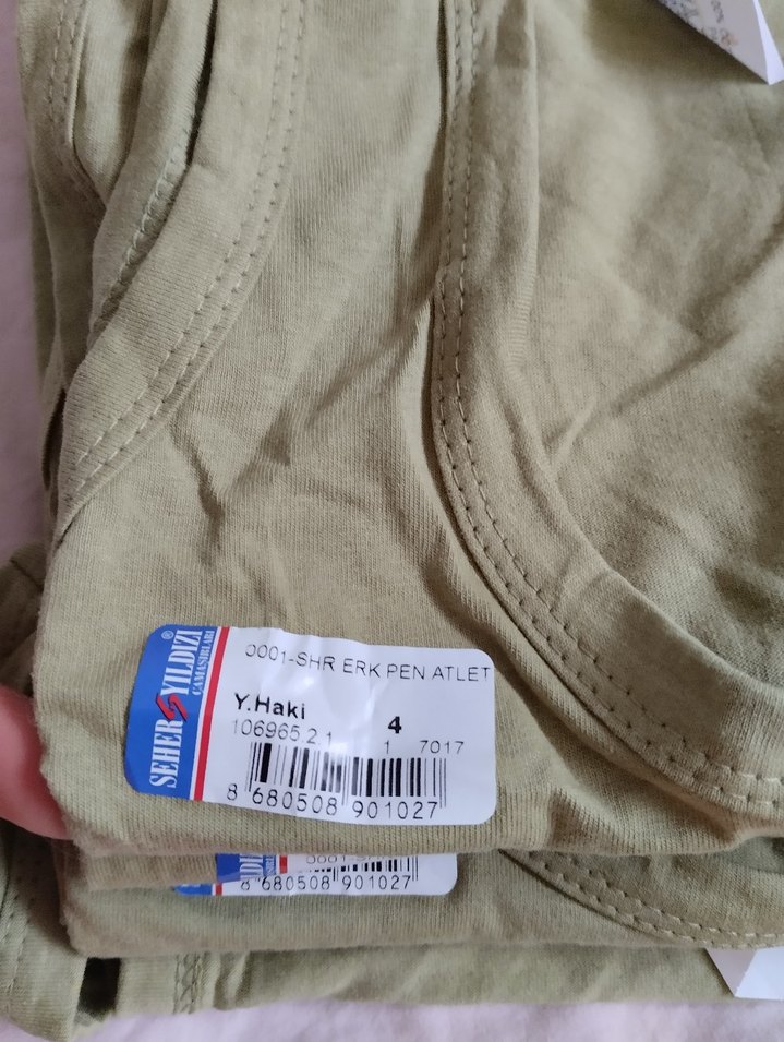 erkek haki renkli düz atlet 4 adet.. - Görsel 2