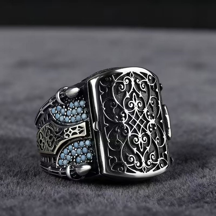 Gümüş İşlemeli Mikron Taşlı Yüzük - Görsel 3