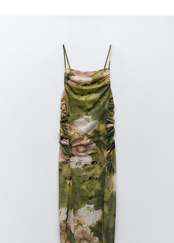 Zara Drapeli Desenli Elbise