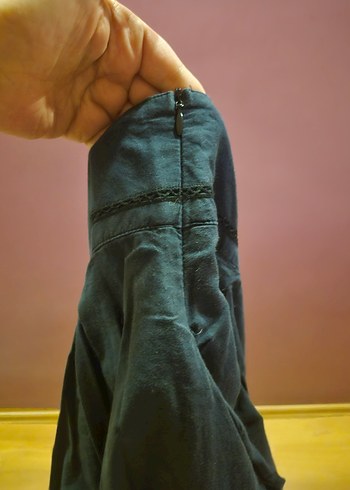 Siyah Pilili Midi Hamile Etek - Görsel 2