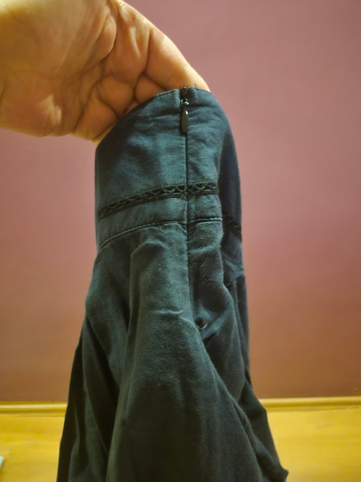 Siyah Pilili Midi Hamile Etek - Görsel 2