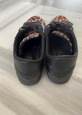 36 Beden kahverengi Renk Kürklü Leopar Desenli Kadın Spor Ayakkabı