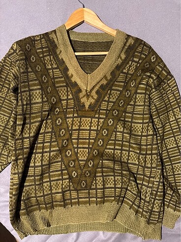 m Beden camel Renk Vintage V yaka 80?s Kazak Unisex