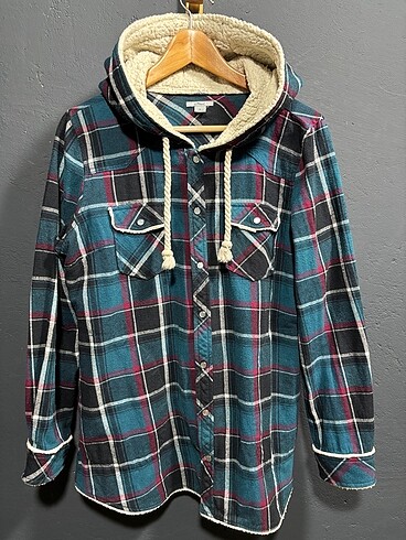 Vintage Kapşonlu Ceket Gömlek L Beden - Görsel 2