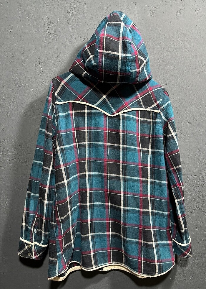 Vintage Kapşonlu Ceket Gömlek L Beden - Görsel 5