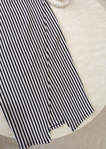 Çizgili Pilili Uzun Hamile Eteği - Görsel 2