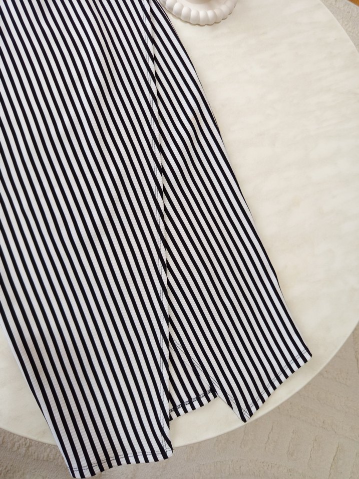 Çizgili Pilili Uzun Hamile Eteği - Görsel 2
