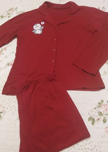 l Beden bordo Renk Bordo Kadın uzun kol Rahat Pijama Takımı