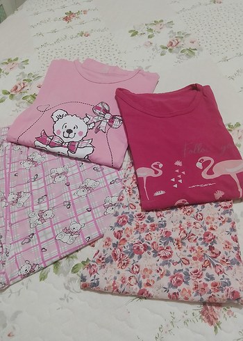 iki adet Pembe Pamuklu Kısa Kollu Pijama Takımı