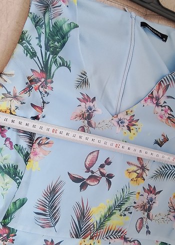 Mavi Desenli Midi Bohem Elbise - Görsel 8