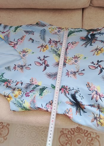 Mavi Desenli Midi Bohem Elbise - Görsel 7