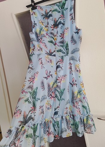 Mavi Desenli Midi Bohem Elbise - Görsel 5