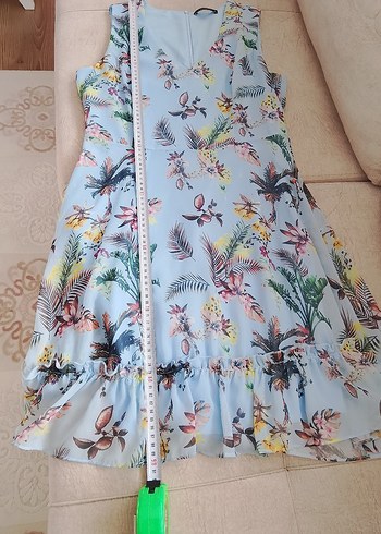 Mavi Desenli Midi Bohem Elbise - Görsel 6