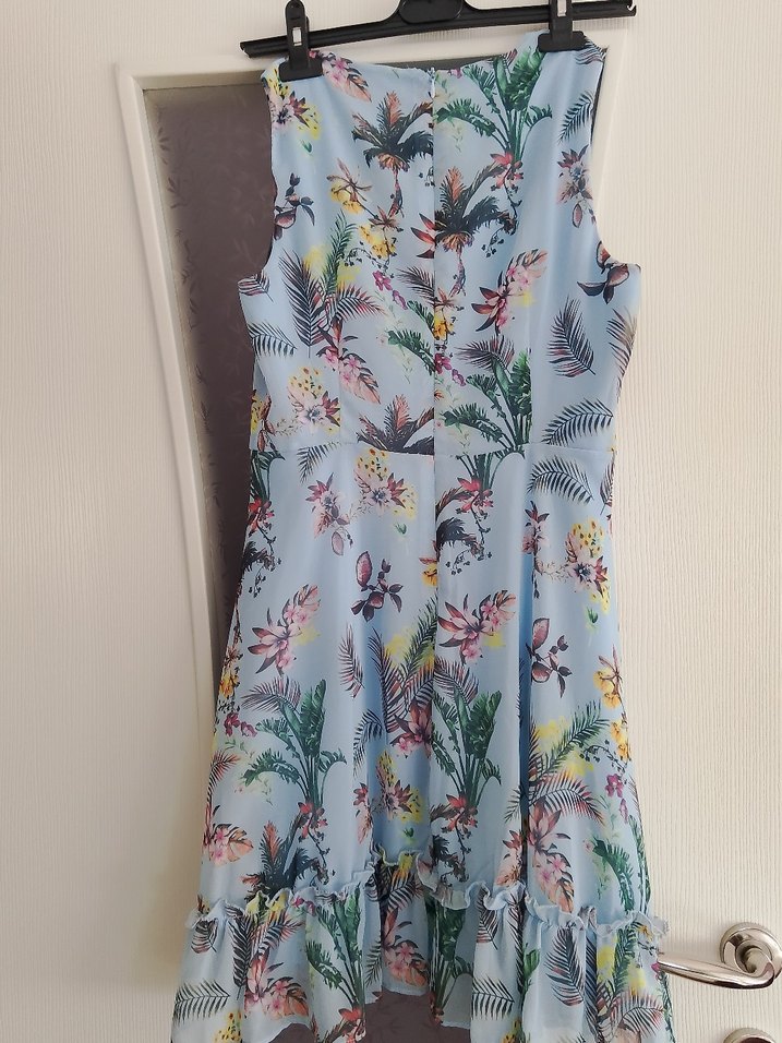 Mavi Desenli Midi Bohem Elbise - Görsel 4