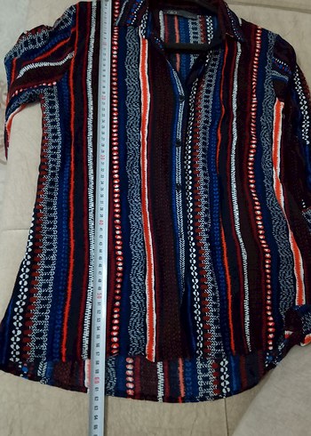 Çok Renkli Bohem Uzun Kollu Gömlek - Görsel 5