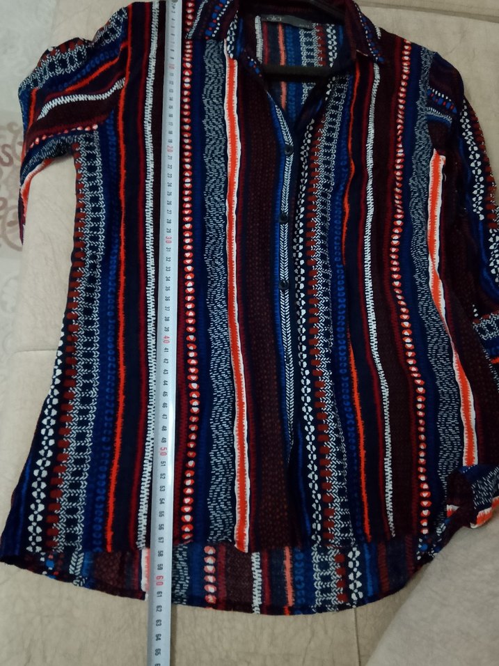 Çok Renkli Bohem Uzun Kollu Gömlek - Görsel 5