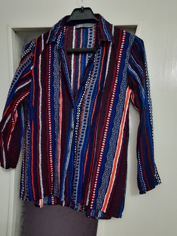 Çok Renkli Bohem Uzun Kollu Gömlek - Görsel 3