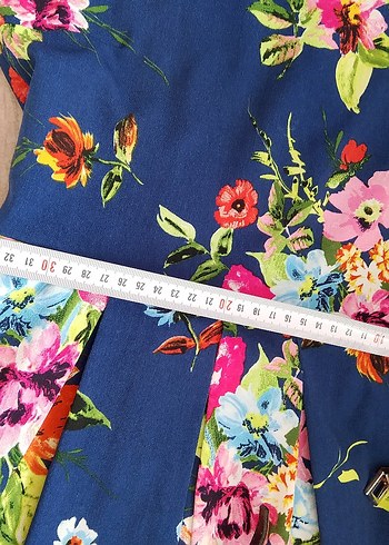 Çiçek Desenli Lacivert Midi Bohem Elbise - Görsel 6