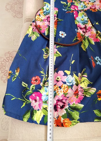 Çiçek Desenli Lacivert Midi Bohem Elbise - Görsel 8