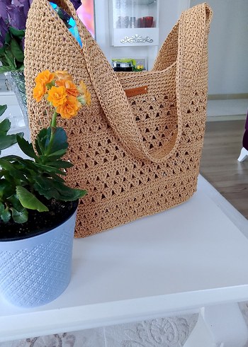 mango model Bej Örgü Kadın Çanta Dantel Detaylı - Görsel 2