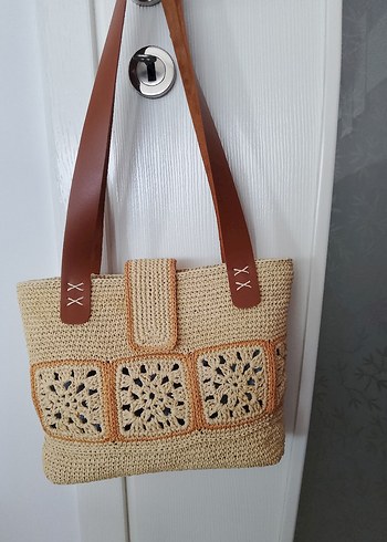 Mango Dantel Detaylı Bej Örgü Bohem Çanta