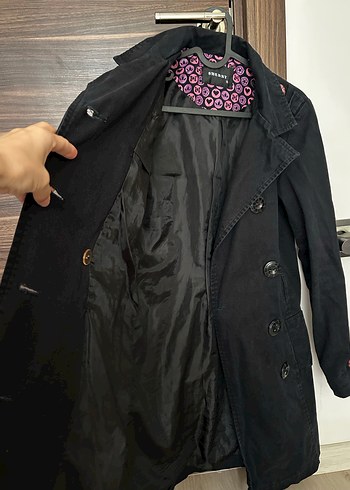 Diğer Siyah Süet Midi Kadın Trençkot