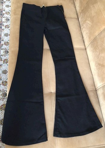 Siyah Kadın Midi İspanyol Paça Pantolon - Görsel 2