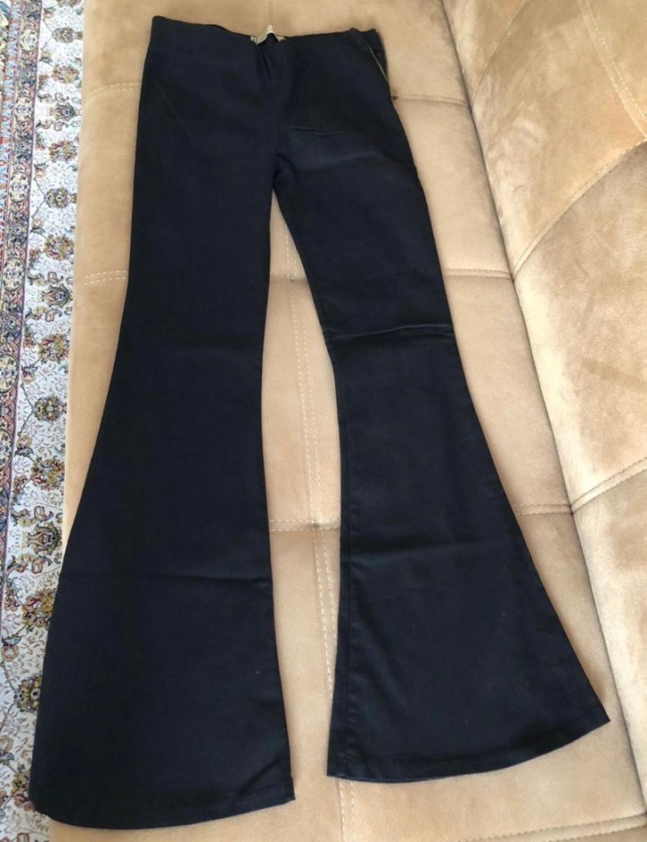 Siyah Kadın Midi İspanyol Paça Pantolon - Görsel 2